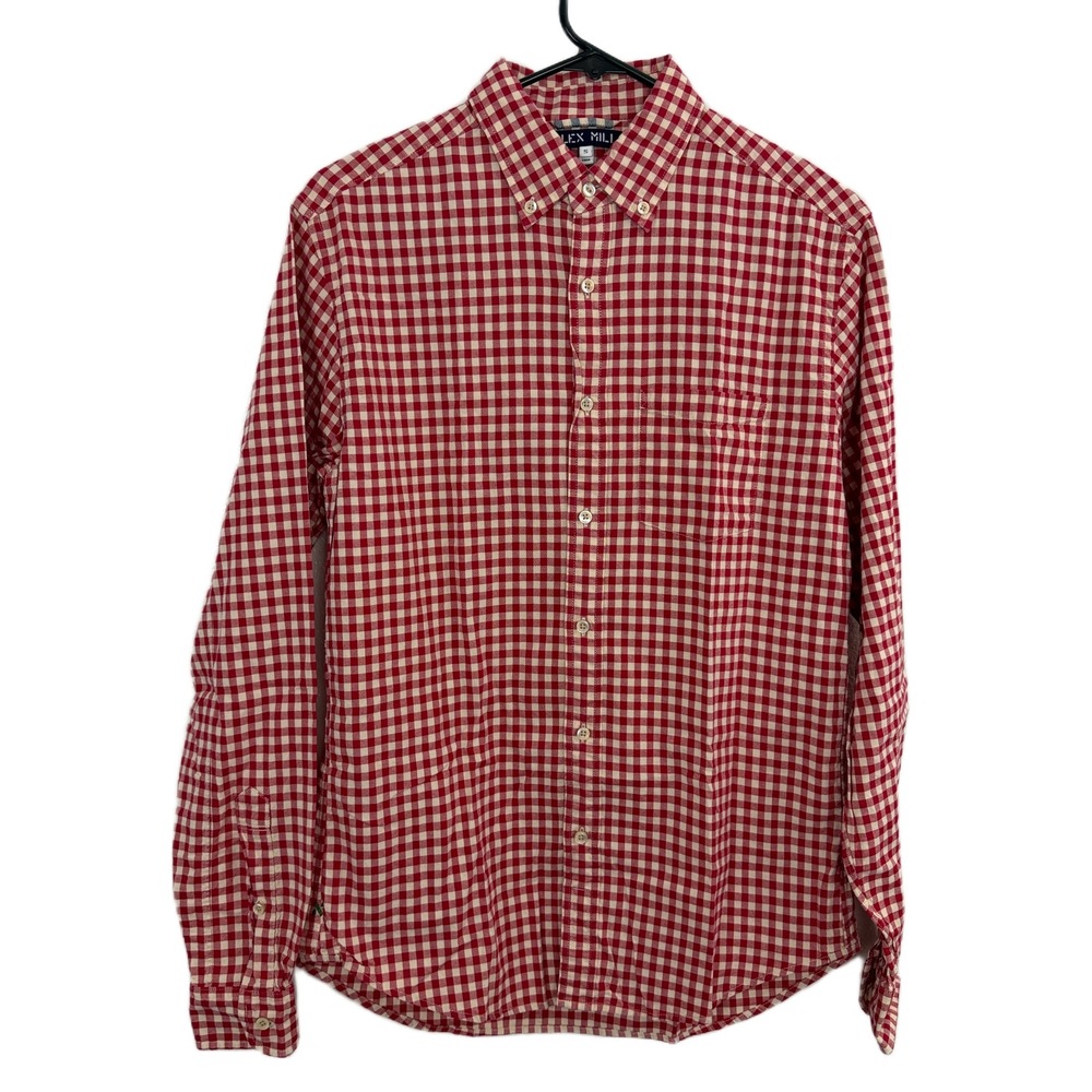 Alex Mill Shirt Mens Small Red White Gingham Button Down Long Sleeve